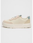 Timberland Pantofi sport de piele cu insertii de piele intoarsa Laurel Court - Alb fildes/Albastru prafuit