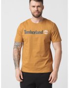Timberland Tricou cu decolteu la baza gatului si imprimeu logo Linear - Caramel