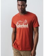 Timberland Tricou cu decolteu la baza gatului si logo - Caramiziu