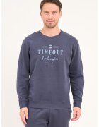 Timeout Bluza de trening cu logo si decolteu rotund - Albastru inchis