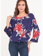 Timeout Bluza vaporoasa cu model floral - Verde/Bleumarin