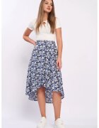 Timeout Fusta asimetrica cu model - Alb/Albastru lavanda/Bej