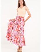 Timeout Fusta lunga cu model floral - Rosu/Roz