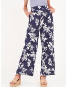 Timeout Pantaloni ampli cu model floral si buzunare laterale - Alb/Bleumarin