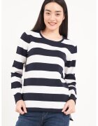 Timeout Pulover cu decolteu rotund si model in dungi - Alb/Albastru ultramarin