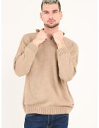 Timeout Pulover cu model uni si guler - Maro nisip