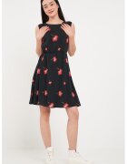 Timeout Rochie scurta cu croiala A si model floral - Rosu/Alb/Negru