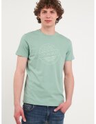 Timeout Tricou cu design grafic si decolteu la baza gatului - Verde pal
