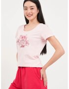 Timeout Tricou din bumbac cu decolteu rotund - Rosu/Roz pastel