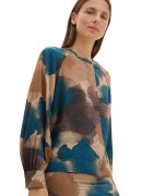 Tom Tailor Bluza cu model watercolor - Maro/Albastru petrol