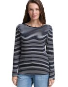 Tom Tailor Bluza din amestec de bumbac organic cu dungi - Alb/Bleumarin