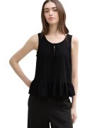 Tom Tailor Bluza din amestec de in cu funde - Negru