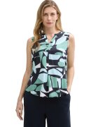 Tom Tailor Bluza fara maneci cu guler tunica - Negru/Verde pal/Verde deschis