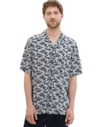 Tom Tailor Camasa cu imprimeu tropical - Alb/Bleumarin