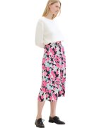 Tom Tailor Fusta cu imprimeu floral si striatii - Alb fildes/Fucsia/Albastru