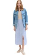 Tom Tailor Fusta midi cu slit lateral - Albastru pastel/Alb murdar