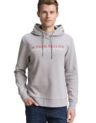 Tom Tailor Hanorac din amestec de lana cu imprimeu logo - Gri melange