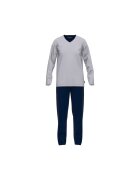 Tom Tailor Pijama lunga cu decolteu in V - Gri deschis/Albastru inchis