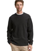Tom Tailor Pulover slim-fit din amestec de bumbac organic - Negru melange