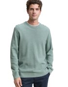 Tom Tailor Pulover slim-fit din amestec de bumbac organic - Verde pal