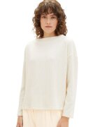 Tom Tailor Pulover texturat cu maneci cazute - Alb fildes