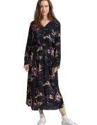 Tom Tailor Rochie maxi cu croiala in A si model floral - Roz/Bleumarin