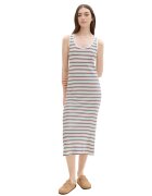 Tom Tailor Rochie maxi in dungi - Alb/Verde/Rosu stins