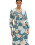 Tom Tailor Rochie midi cu decolteu in V si cordon - Portocaliu pal/Albastru