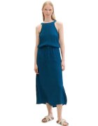 Tom Tailor Rochie midi fara maneci si cordon ingust in talie - Albastru petrol