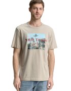 Tom Tailor Tricou de bumbac cu imprimeu foto - Bej deschis