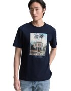 Tom Tailor Tricou de bumbac cu imprimeu foto - Bleumarin