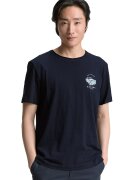 Tom Tailor Tricou de bumbac cu logo - Albastru ultramarin