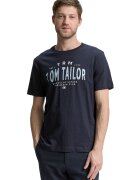 Tom Tailor Tricou de bumbac cu logo - Bleumarin
