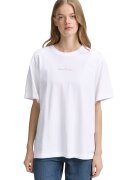 Tom Tailor Tricou din bumbac cu design si logo pe partea din spate - Alb/Bej