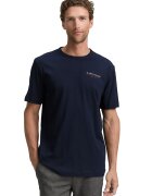 Tom Tailor Tricou regular fit cu decolteu la baza gatului - Alb/Bleumarin