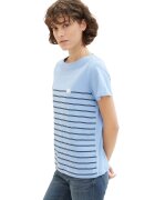 Tom Tailor Tricou regular fit cu model in dungi - Albastru deschis
