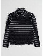 Tommy Hilfiger Bluza cu model in dungi si guler inalt - Negru/Argintiu