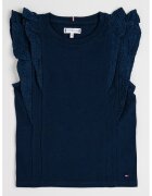 Tommy Hilfiger Bluza de bumbac cu volane - Bleumarin
