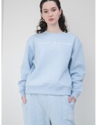 Tommy Hilfiger Bluza de trening cu imprimeu logo si decolteu la baza gatului - Albastru deschis