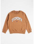 Tommy Hilfiger Bluza de trening cu logo si decolteu la baza gatului - Alb/Maro