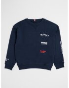 Tommy Hilfiger Bluza de trening din amestec de bumbac cu imprimeu logo discret - Bleumarin