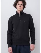 Tommy Hilfiger Bluza de trening din amestec de bumbac organic cu fermoar scurt - Negru