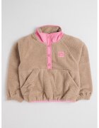 Tommy Hilfiger Bluza de trening din material fleece cu fenta cu capsa - Maro camel/Roz