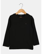 Tommy Hilfiger Bluza din bumbac organic cu detaliu logo - Negru