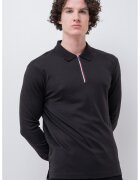 Tommy Hilfiger Bluza polo cu fenta cu fermoar - Negru