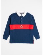 Tommy Hilfiger Bluza polo cu model in dungi - Alb/Bleumarin