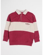 Tommy Hilfiger Bluza polo de bumbac cu aspect texturat - Visiniu/Maro taupe deschis