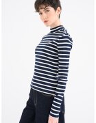 Tommy Hilfiger Bluza slim fit cu decolteu la baza gatului - Alb/Bleumarin