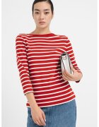 Tommy Hilfiger Bluza slim fit de bumbac cu maneci trei sferturi - Alb/Caramiziu