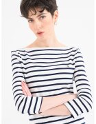 Tommy Hilfiger Bluza slim fit de bumbac cu maneci trei sferturi - Alb optic/Bleumarin